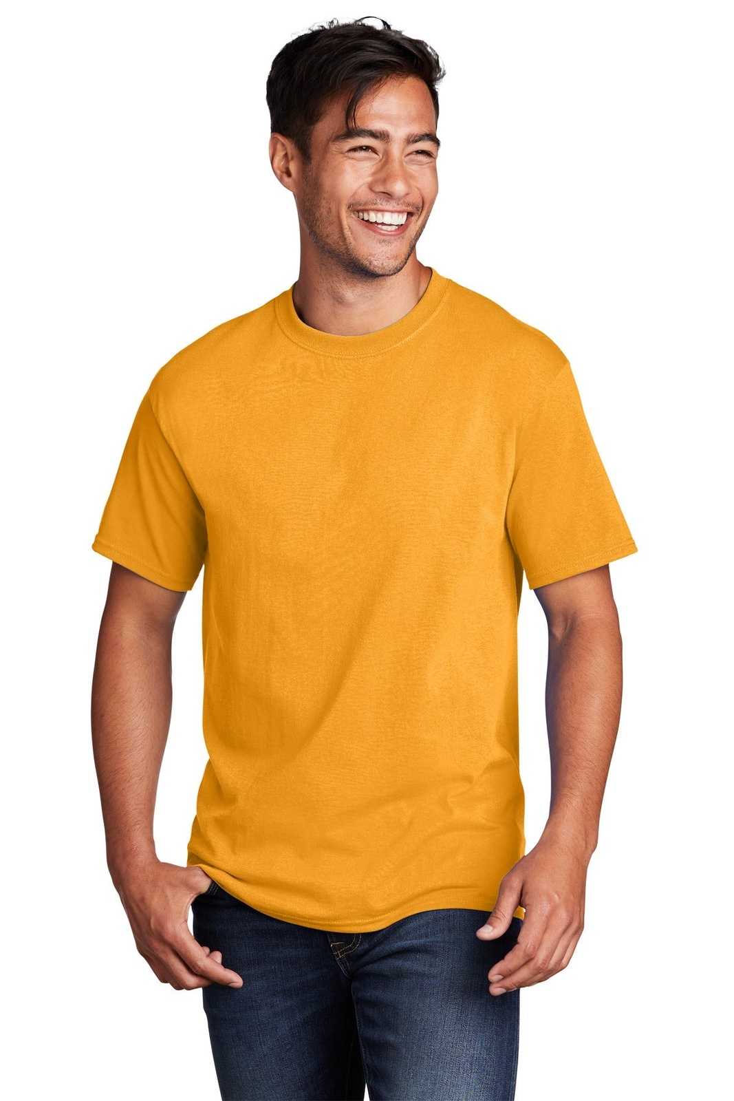 Port &amp; Company PC54DTG Core Cotton DTG Tee - Gold - HIT a Double - 1