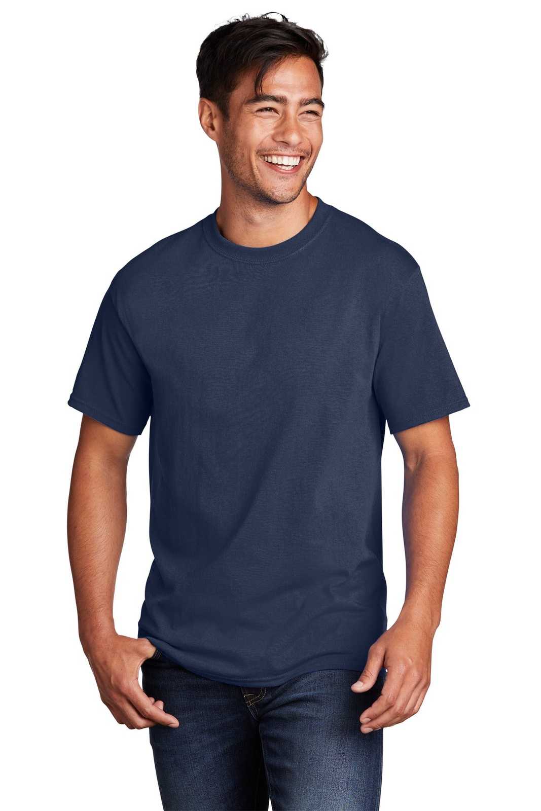 Port &amp; Company PC54DTG Core Cotton DTG Tee - Navy - HIT a Double - 1