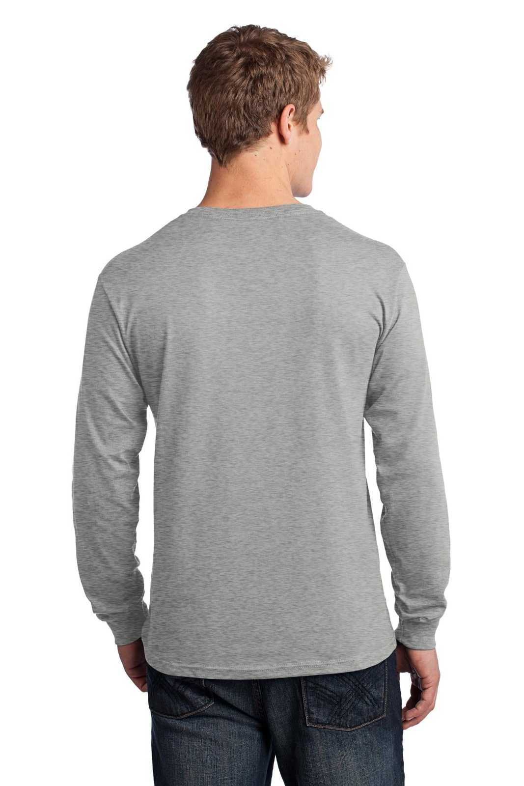 Port & Company PC54LS Long Sleeve Core Cotton Tee - Athletic Heather - HIT a Double - 1
