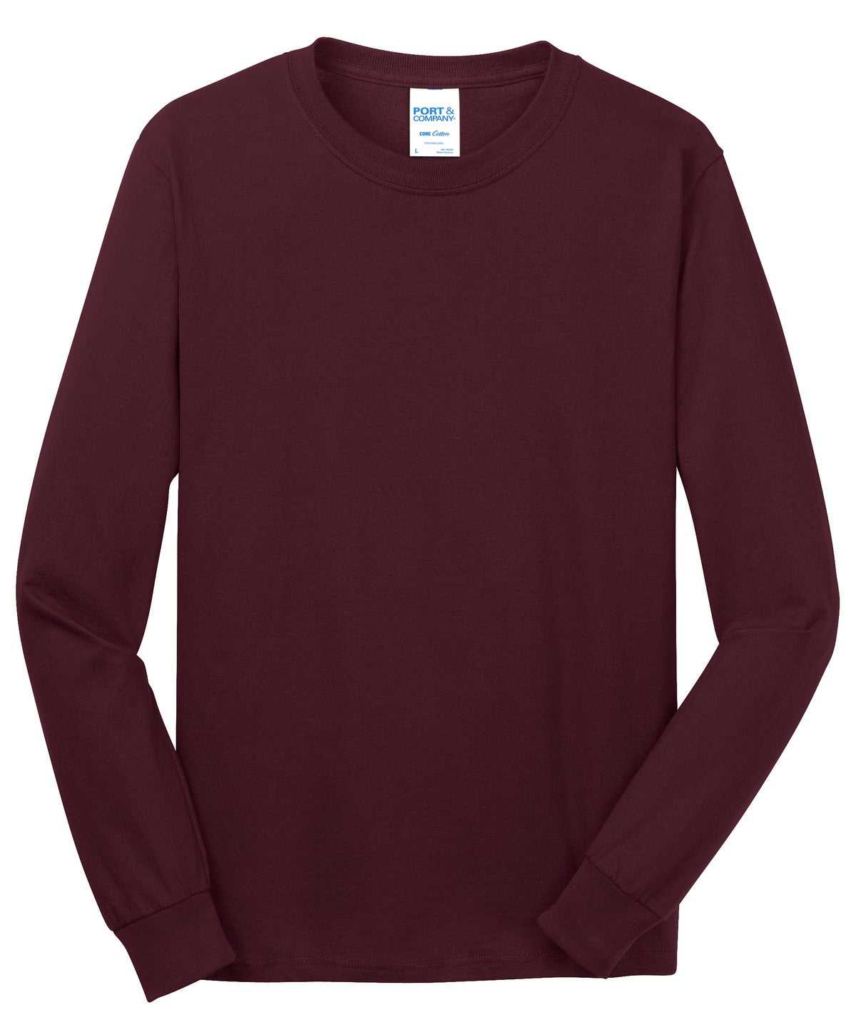 Port &amp; Company PC54LS Long Sleeve Core Cotton Tee - Athletic Maroon - HIT a Double - 5