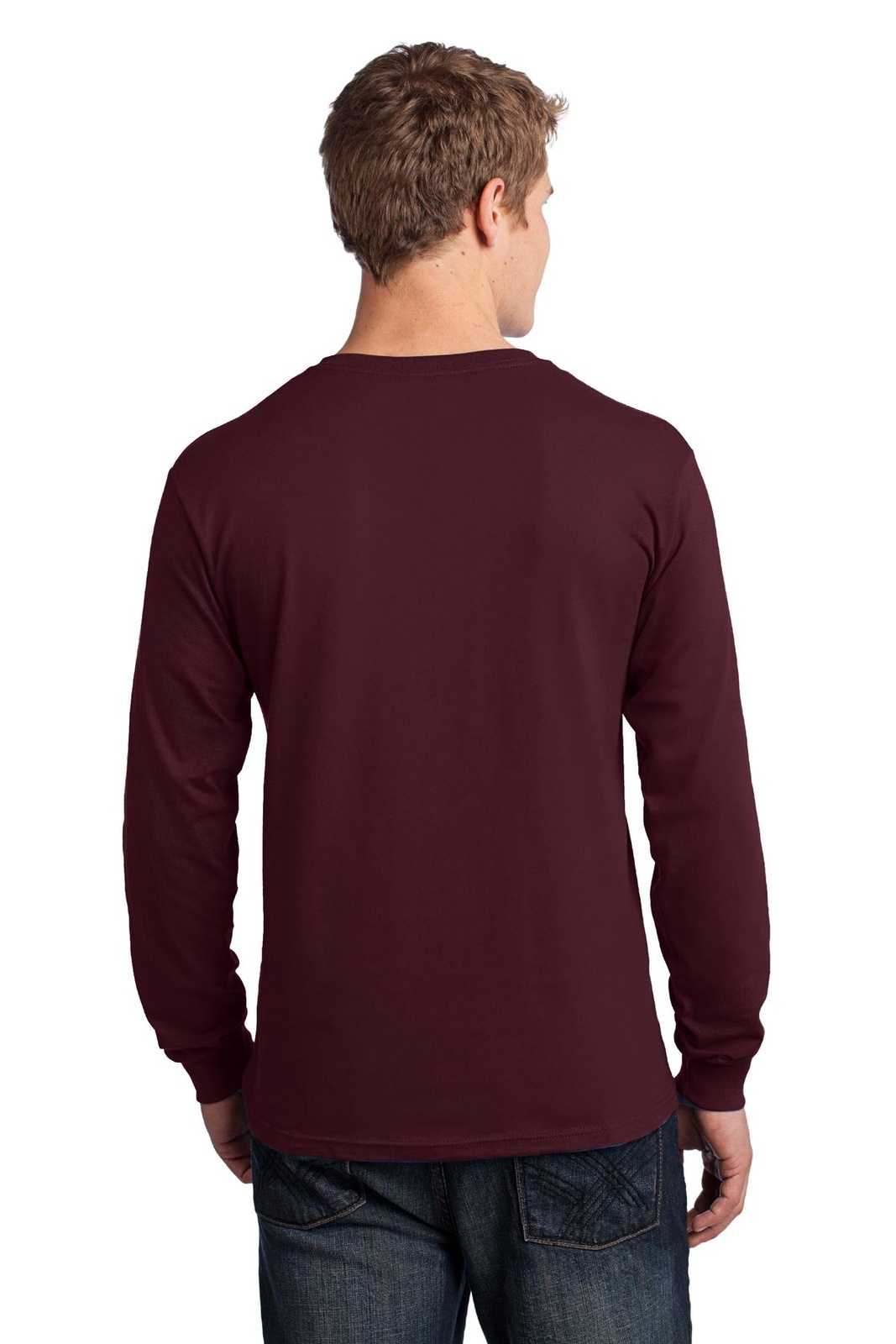Port &amp; Company PC54LS Long Sleeve Core Cotton Tee - Athletic Maroon - HIT a Double - 2