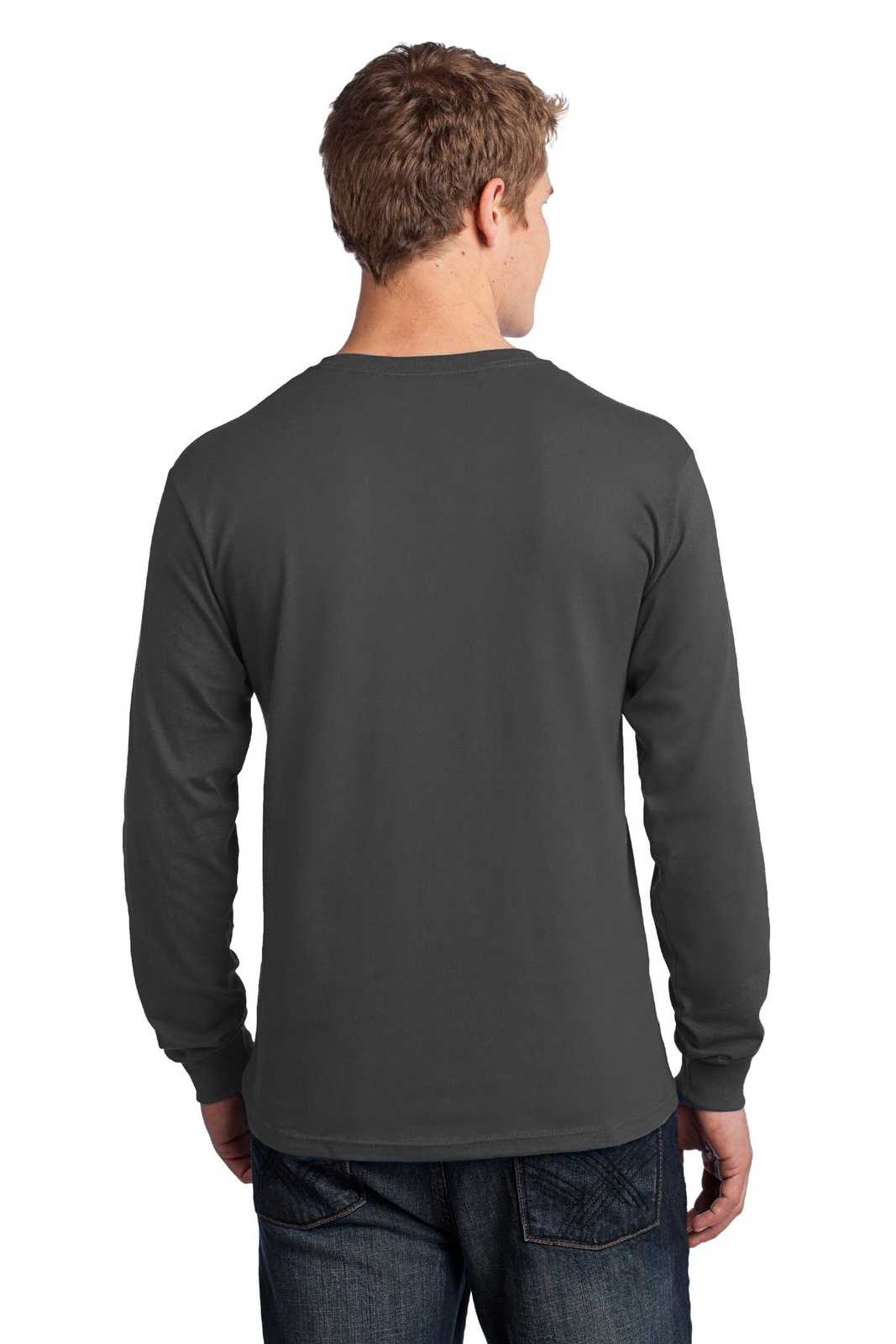 Port & Company PC54LS Long Sleeve Core Cotton Tee - Charcoal - HIT a Double - 1