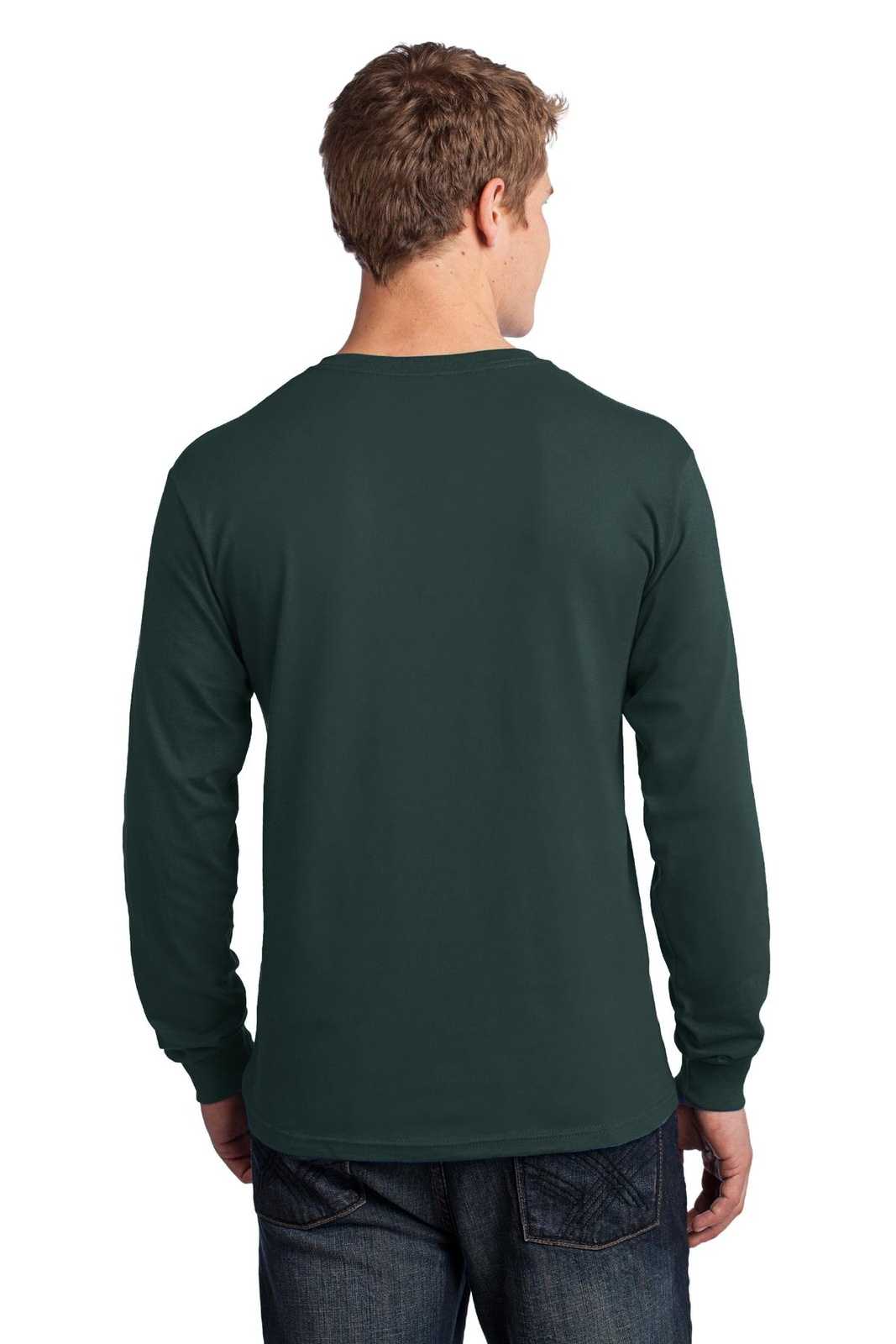 Port &amp; Company PC54LS Long Sleeve Core Cotton Tee - Dark Green - HIT a Double - 2