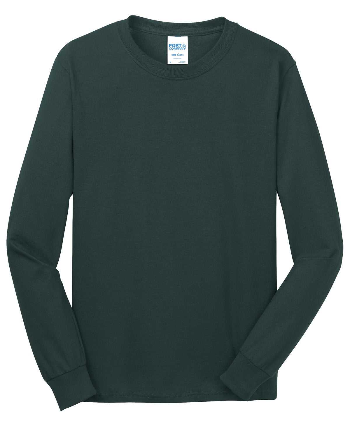 Port &amp; Company PC54LS Long Sleeve Core Cotton Tee - Dark Green - HIT a Double - 5