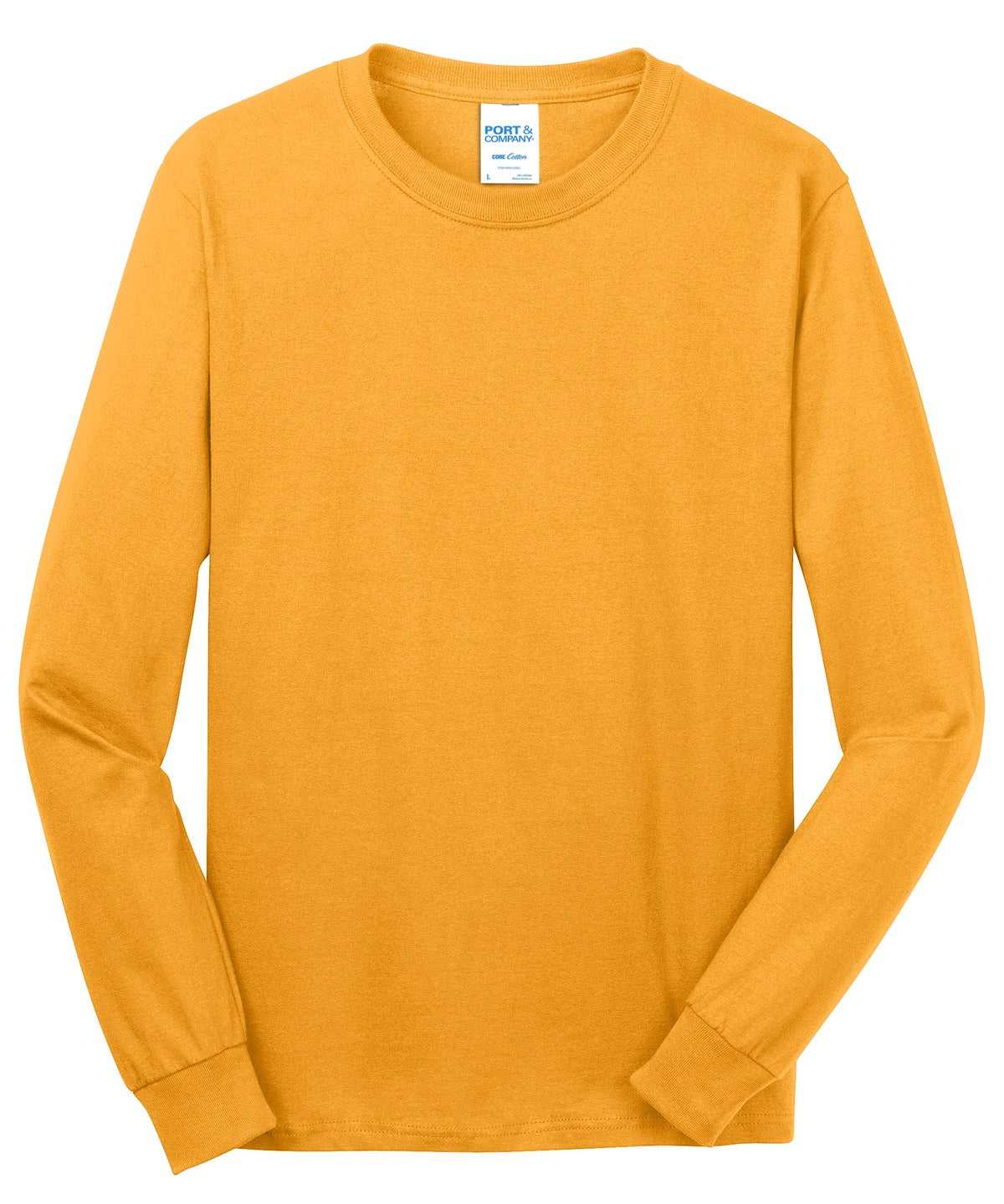 Port &amp; Company PC54LS Long Sleeve Core Cotton Tee - Gold - HIT a Double - 5