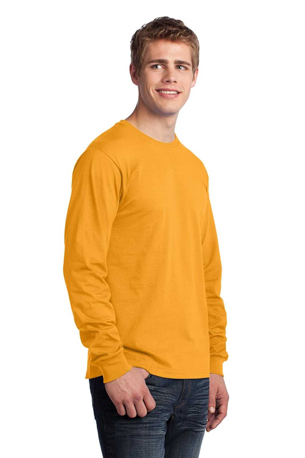 Port &amp; Company PC54LS Long Sleeve Core Cotton Tee - Gold - HIT a Double - 4