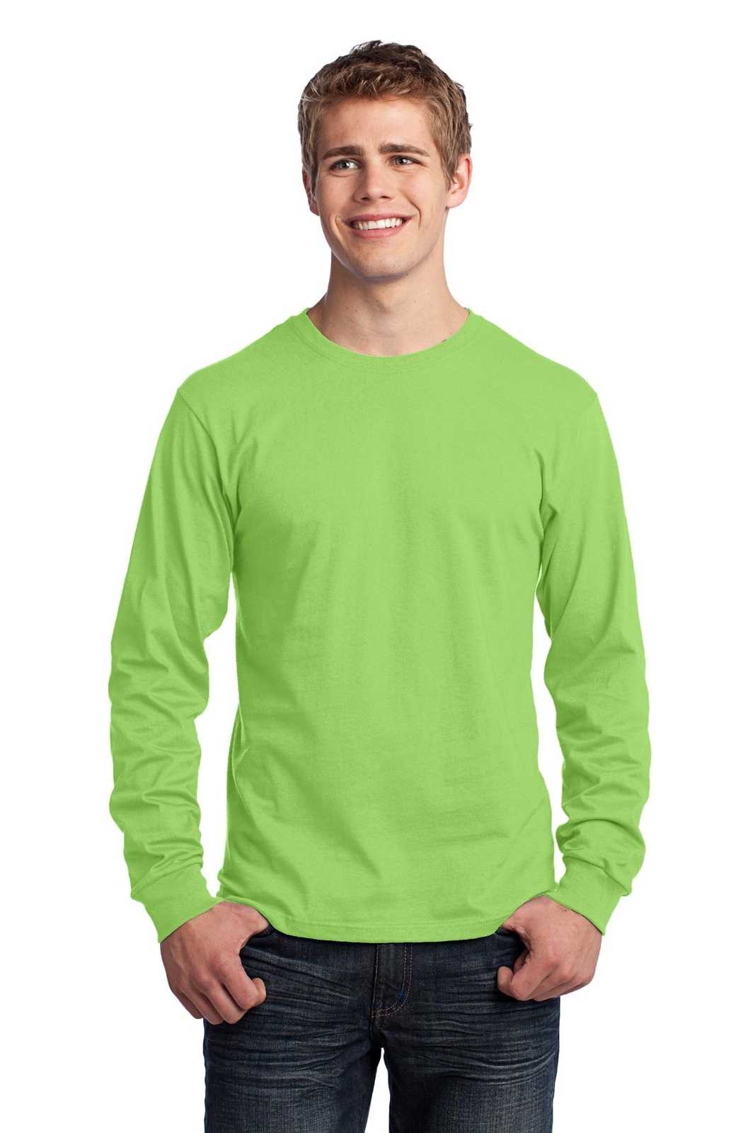 Port &amp; Company PC54LS Long Sleeve Core Cotton Tee - Lime - HIT a Double - 1