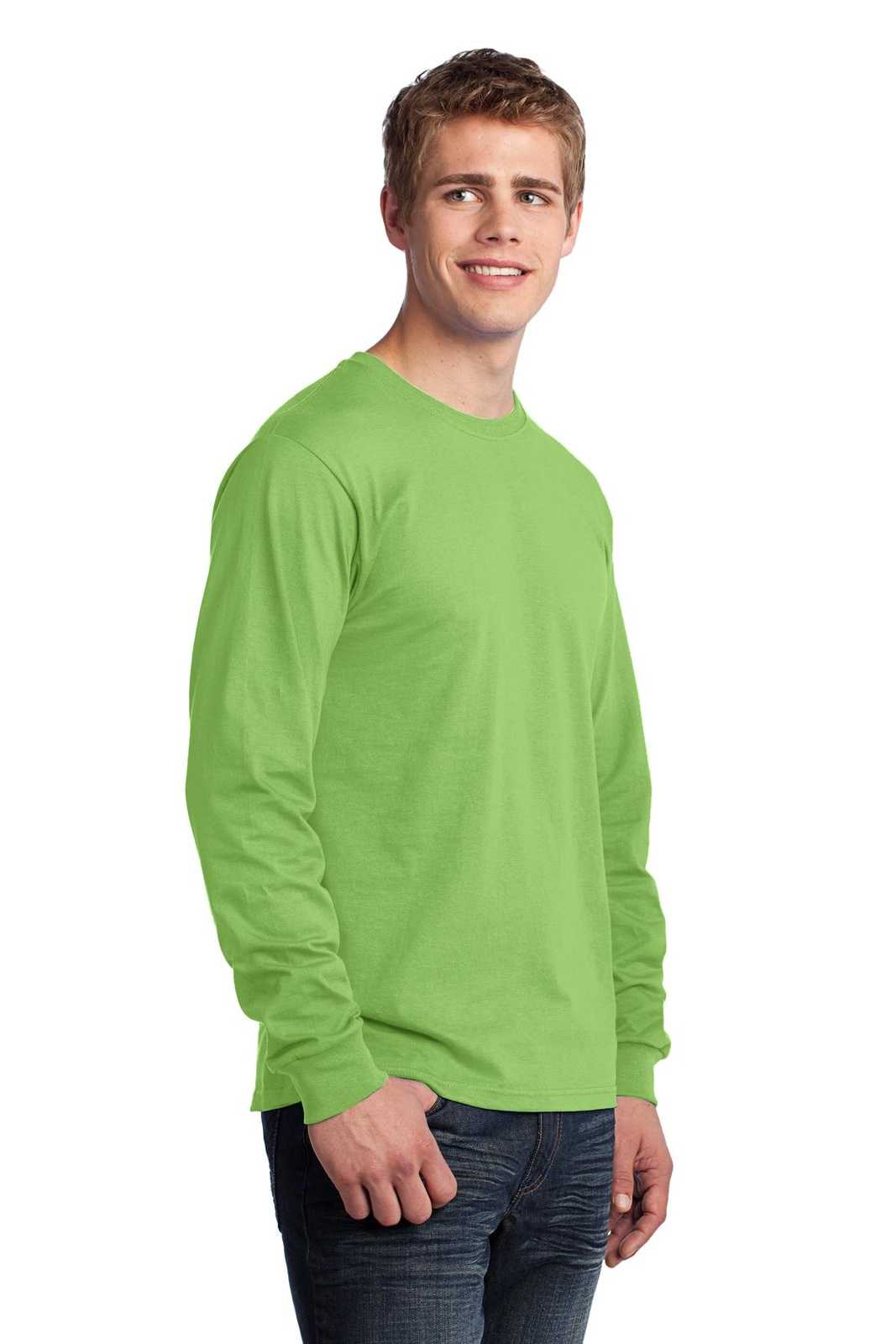 Port &amp; Company PC54LS Long Sleeve Core Cotton Tee - Lime - HIT a Double - 4