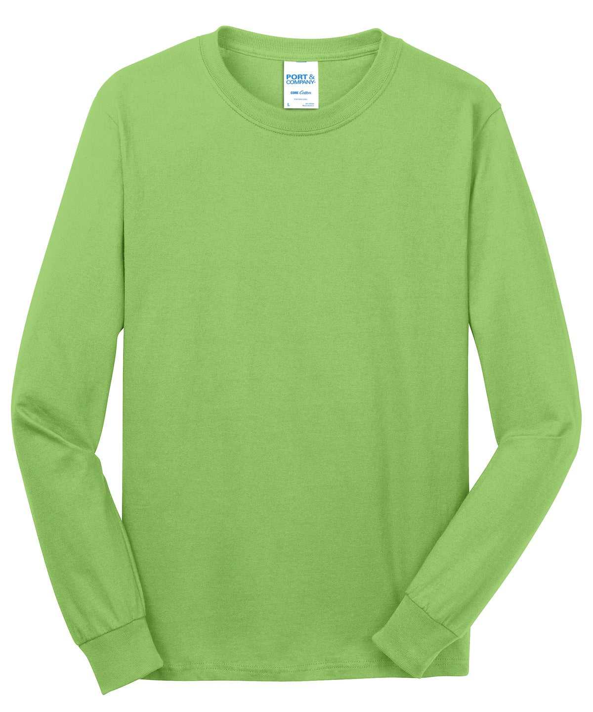 Port &amp; Company PC54LS Long Sleeve Core Cotton Tee - Lime - HIT a Double - 5