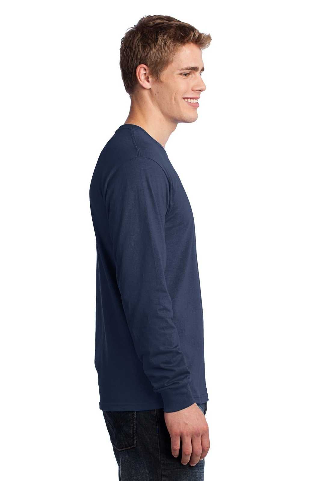 Port &amp; Company PC54LS Long Sleeve Core Cotton Tee - Navy - HIT a Double - 3