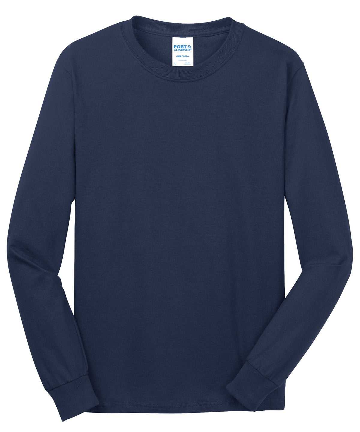 Port &amp; Company PC54LS Long Sleeve Core Cotton Tee - Navy - HIT a Double - 5