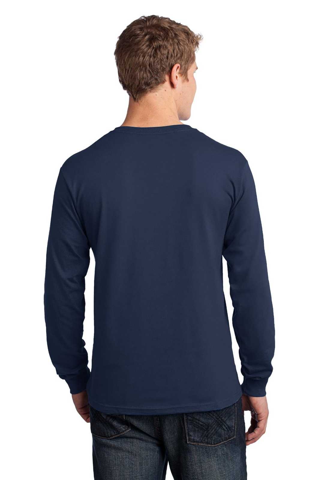 Port & Company PC54LS Long Sleeve Core Cotton Tee - Navy - HIT a Double - 1