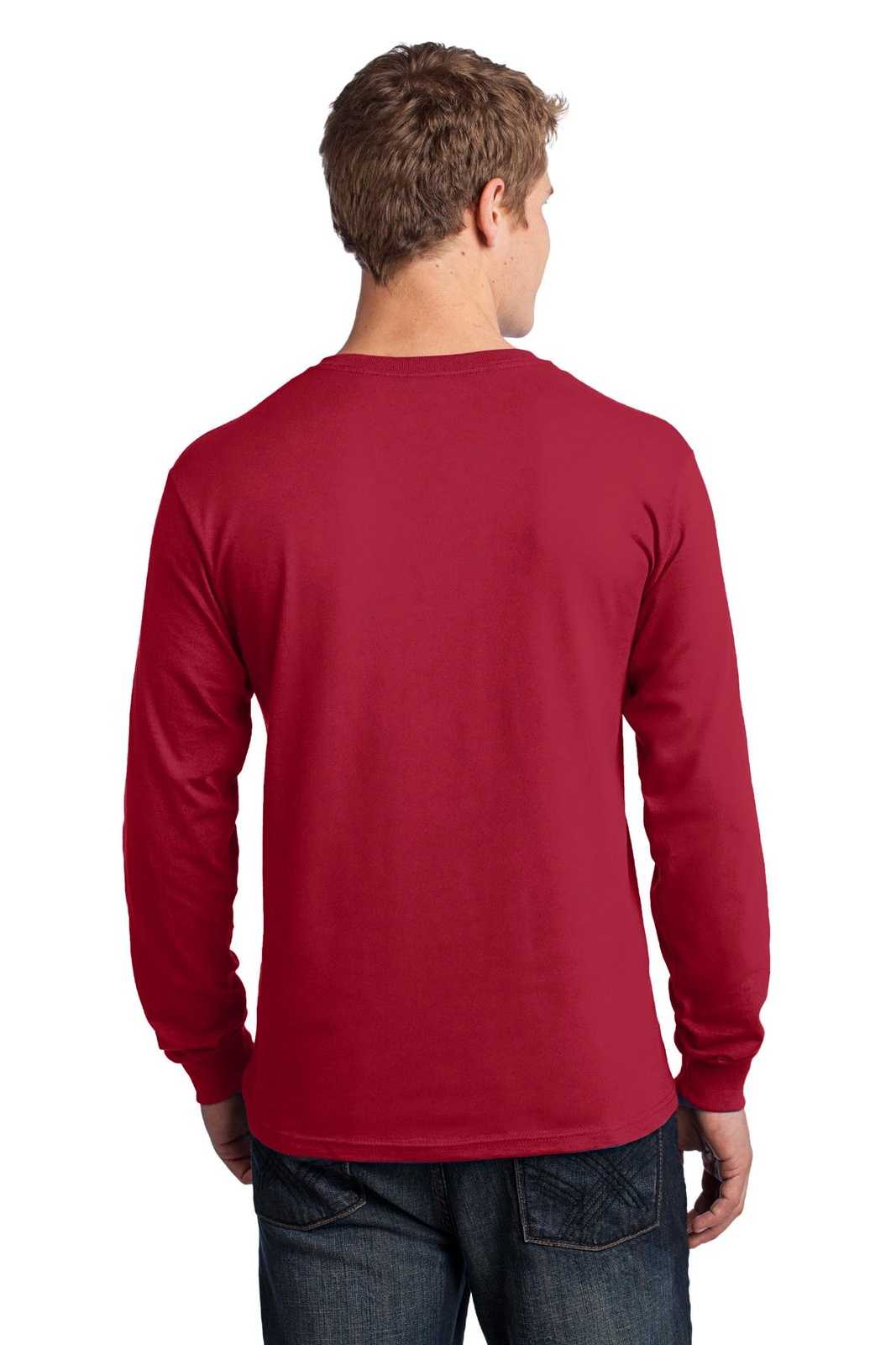 Port &amp; Company PC54LS Long Sleeve Core Cotton Tee - Red - HIT a Double - 2
