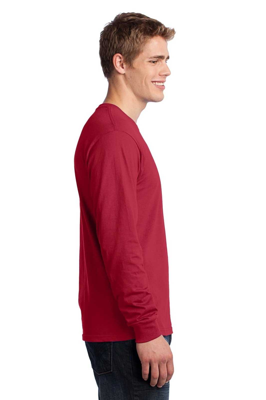 Port &amp; Company PC54LS Long Sleeve Core Cotton Tee - Red - HIT a Double - 3