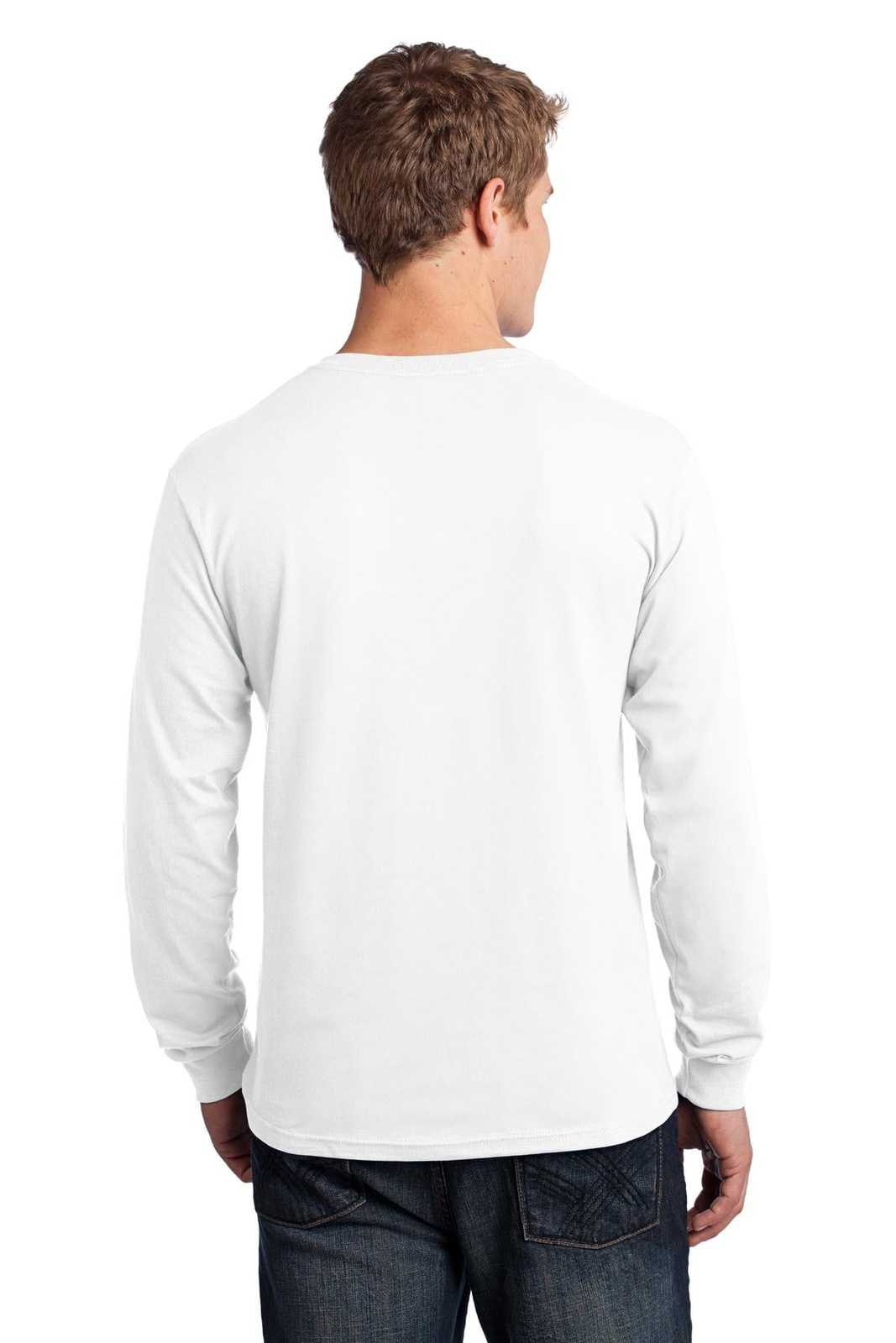 Port &amp; Company PC54LS Long Sleeve Core Cotton Tee - White - HIT a Double - 2