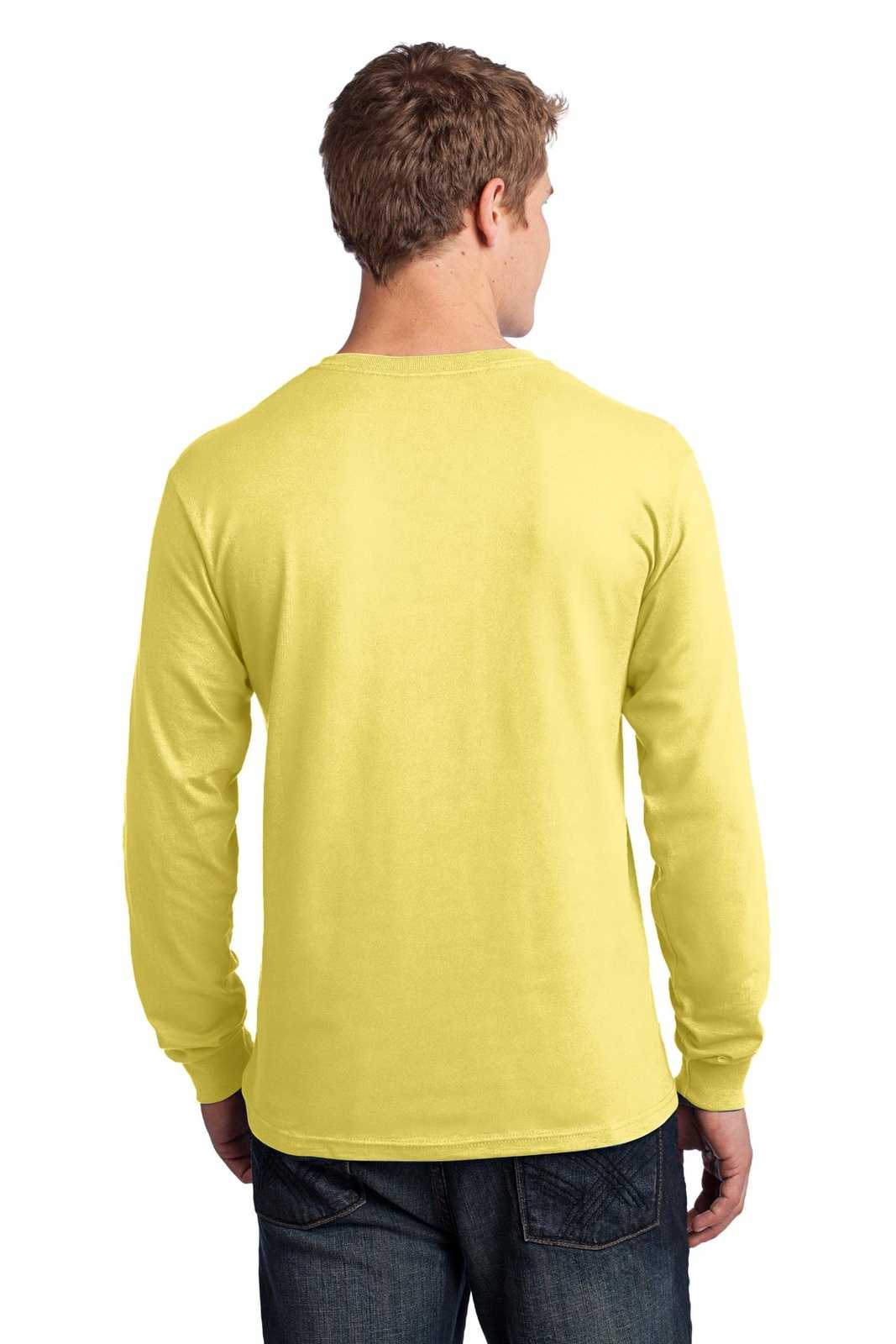 Port &amp; Company PC54LS Long Sleeve Core Cotton Tee - Yellow - HIT a Double - 2