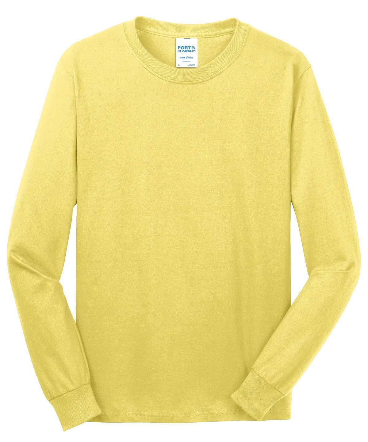 Port &amp; Company PC54LS Long Sleeve Core Cotton Tee - Yellow - HIT a Double - 5