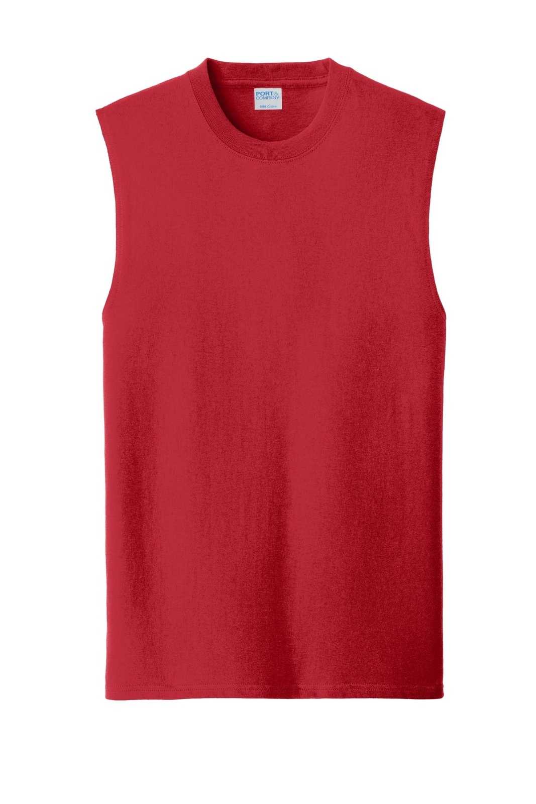 Port &amp; Company PC54SL Core Cotton Sleeveless Tee - Red - HIT a Double - 2