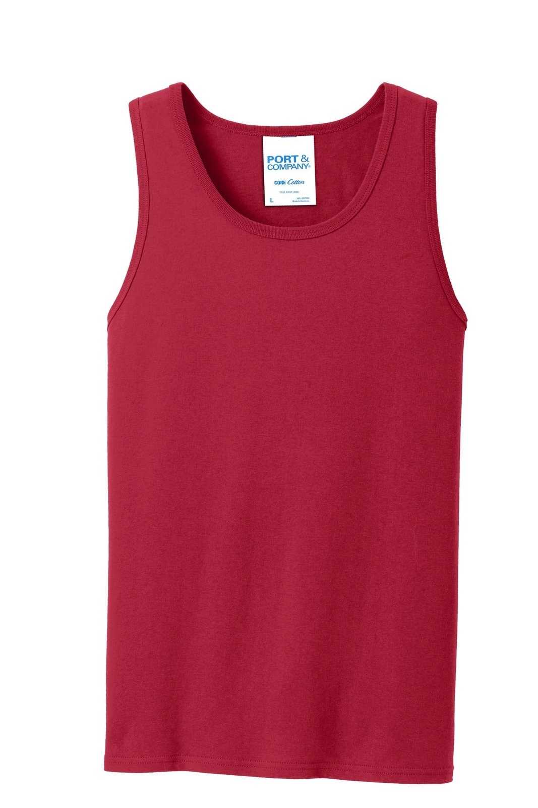 Port &amp; Company PC54TT Core Cotton Tank Top - Red - HIT a Double - 5
