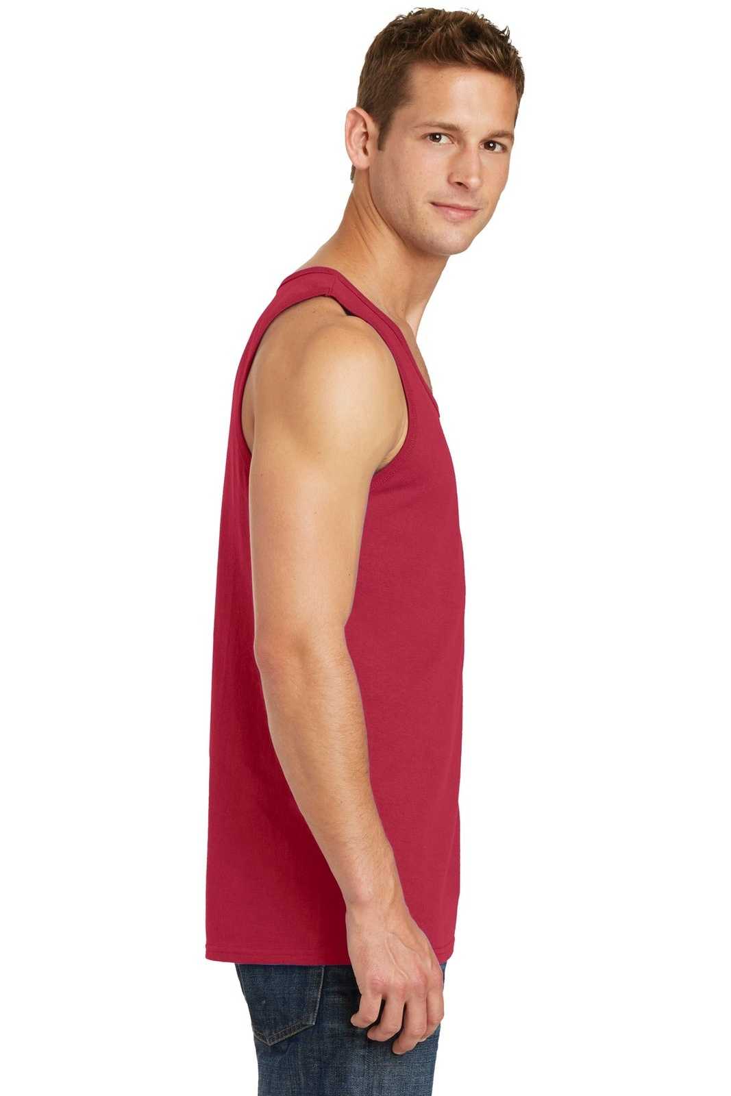 Port &amp; Company PC54TT Core Cotton Tank Top - Red - HIT a Double - 3