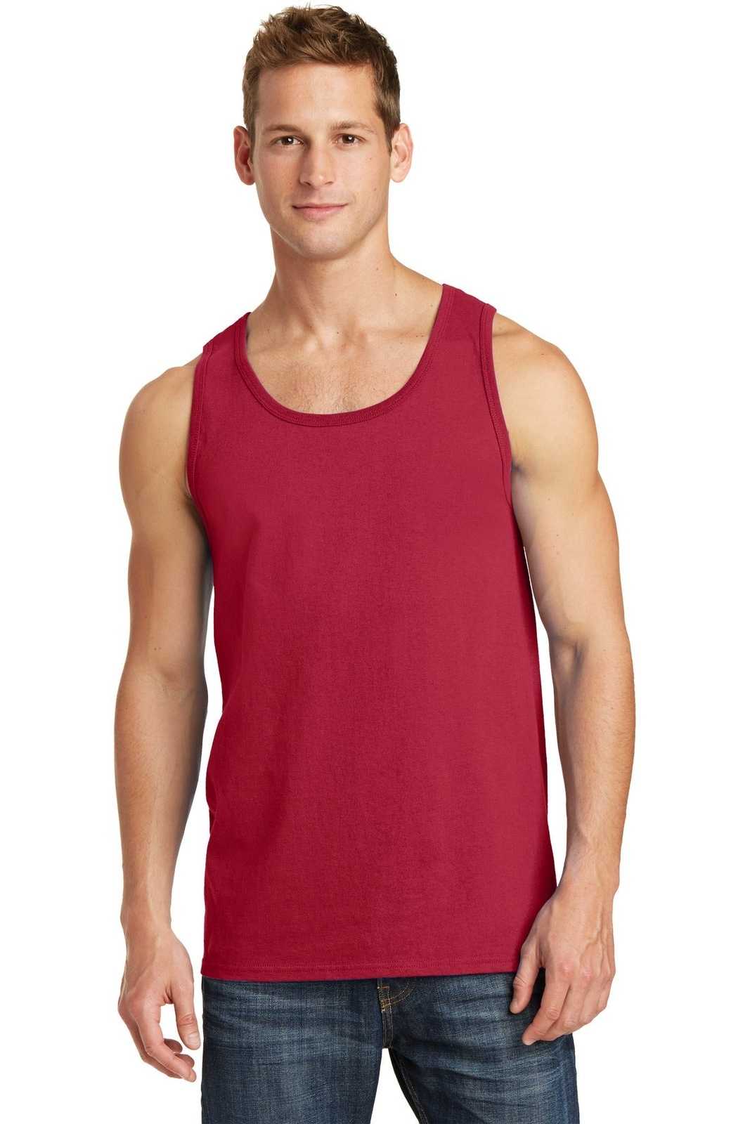 Port &amp; Company PC54TT Core Cotton Tank Top - Red - HIT a Double - 1