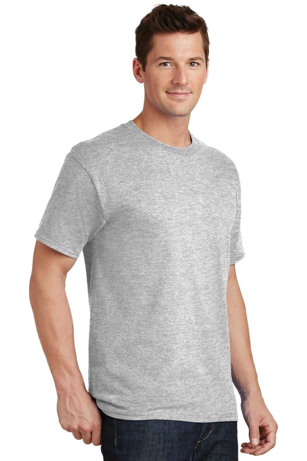 Port &amp; Company PC54T Tall Core Cotton Tee - Ash - HIT a Double - 4