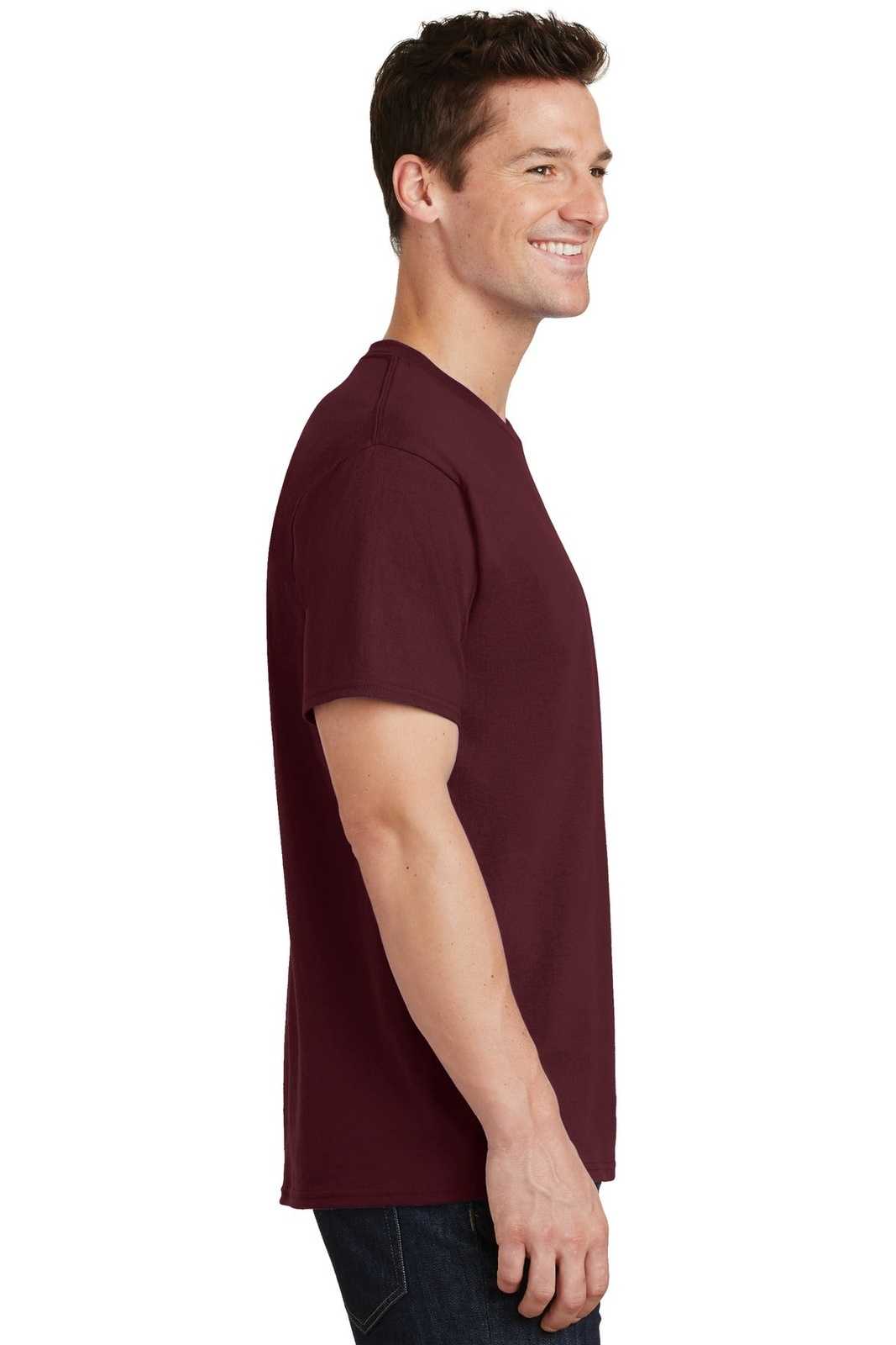 Port &amp; Company PC54T Tall Core Cotton Tee - Athletic Maroon - HIT a Double - 3