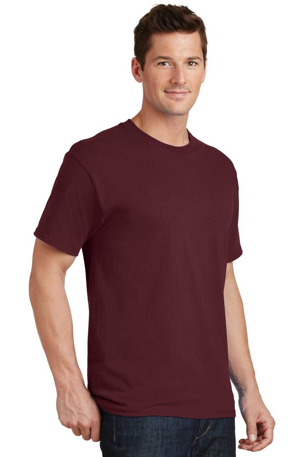 Port &amp; Company PC54T Tall Core Cotton Tee - Athletic Maroon - HIT a Double - 4