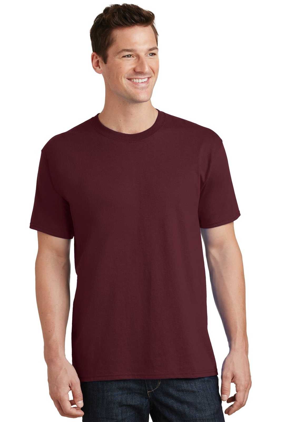 Port &amp; Company PC54T Tall Core Cotton Tee - Athletic Maroon - HIT a Double - 1