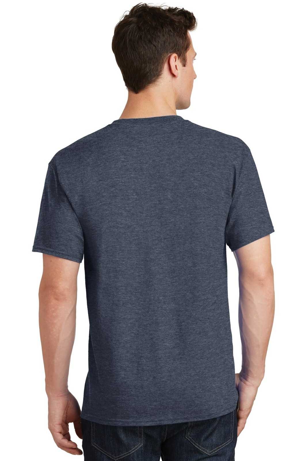 Port &amp; Company PC54T Tall Core Cotton Tee - Heather Navy - HIT a Double - 2