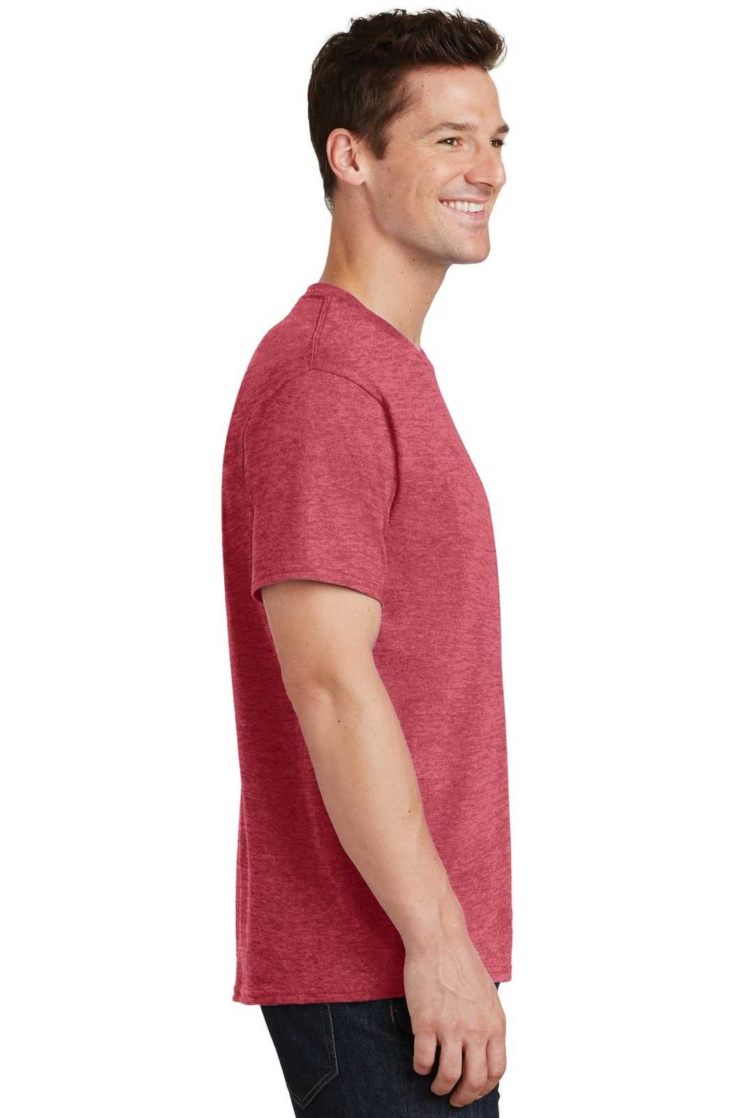Port &amp; Company PC54T Tall Core Cotton Tee - Heather Red - HIT a Double - 3