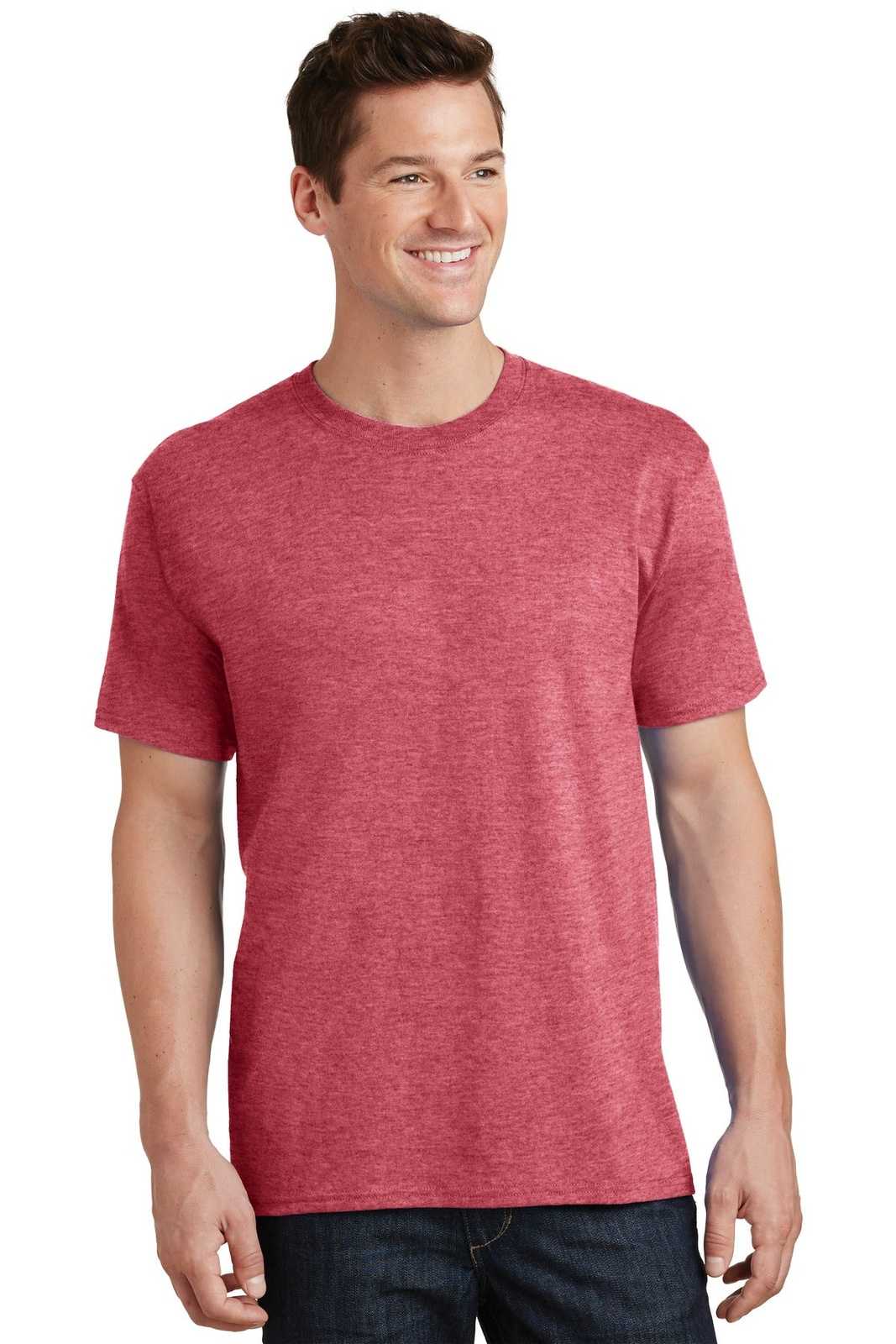 Port &amp; Company PC54T Tall Core Cotton Tee - Heather Red - HIT a Double - 1