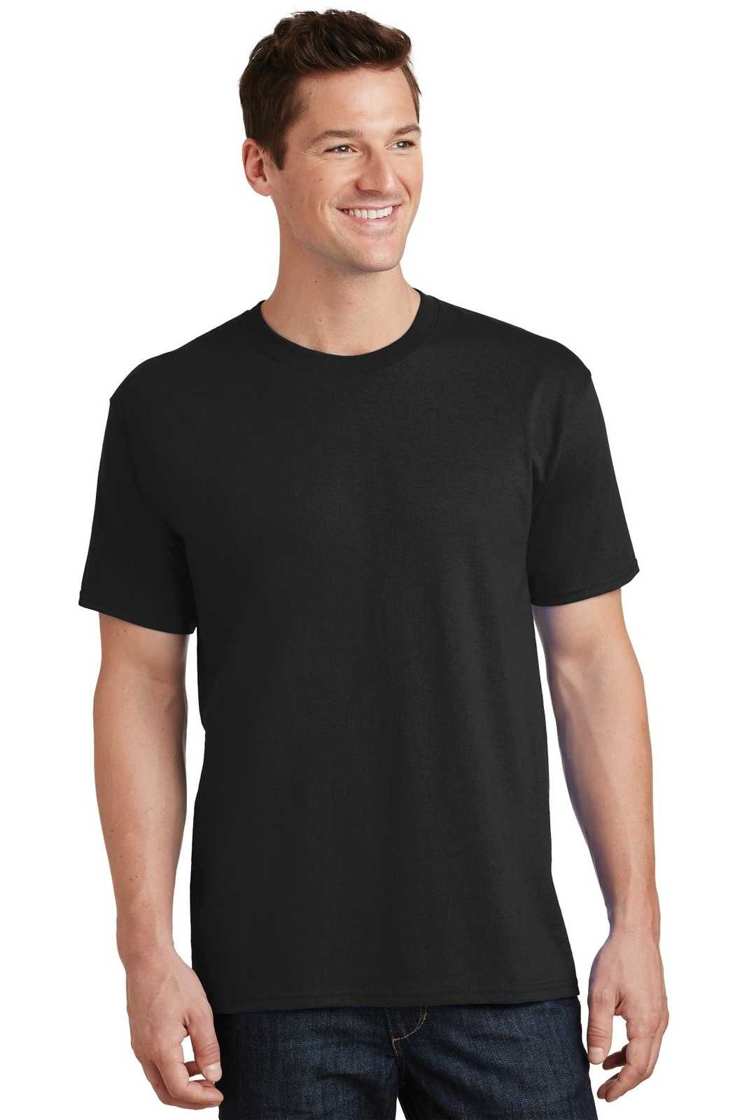 Port &amp; Company PC54T Tall Core Cotton Tee - Jet Black - HIT a Double - 1