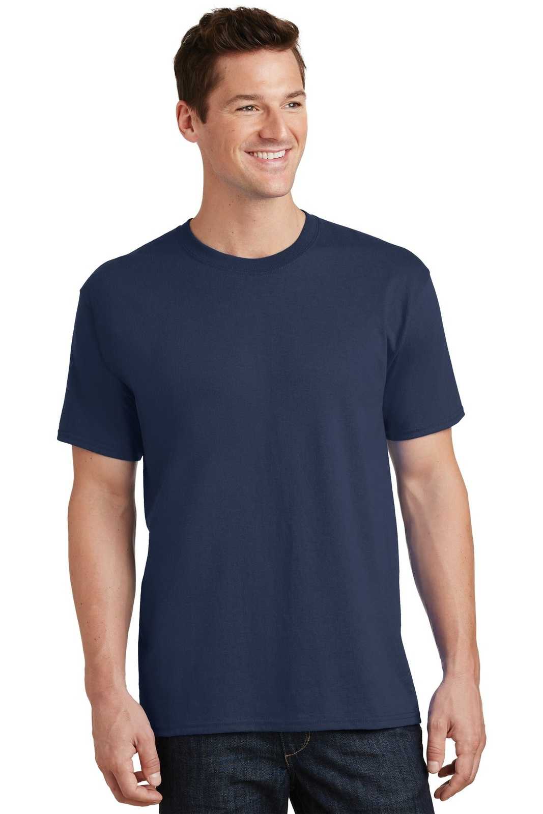 Port &amp; Company PC54T Tall Core Cotton Tee - Navy - HIT a Double - 1