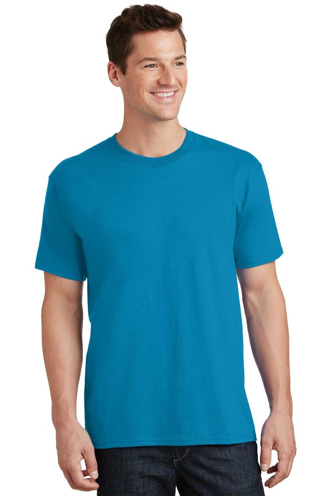 Port &amp; Company PC54T Tall Core Cotton Tee - Neon Blue - HIT a Double - 1