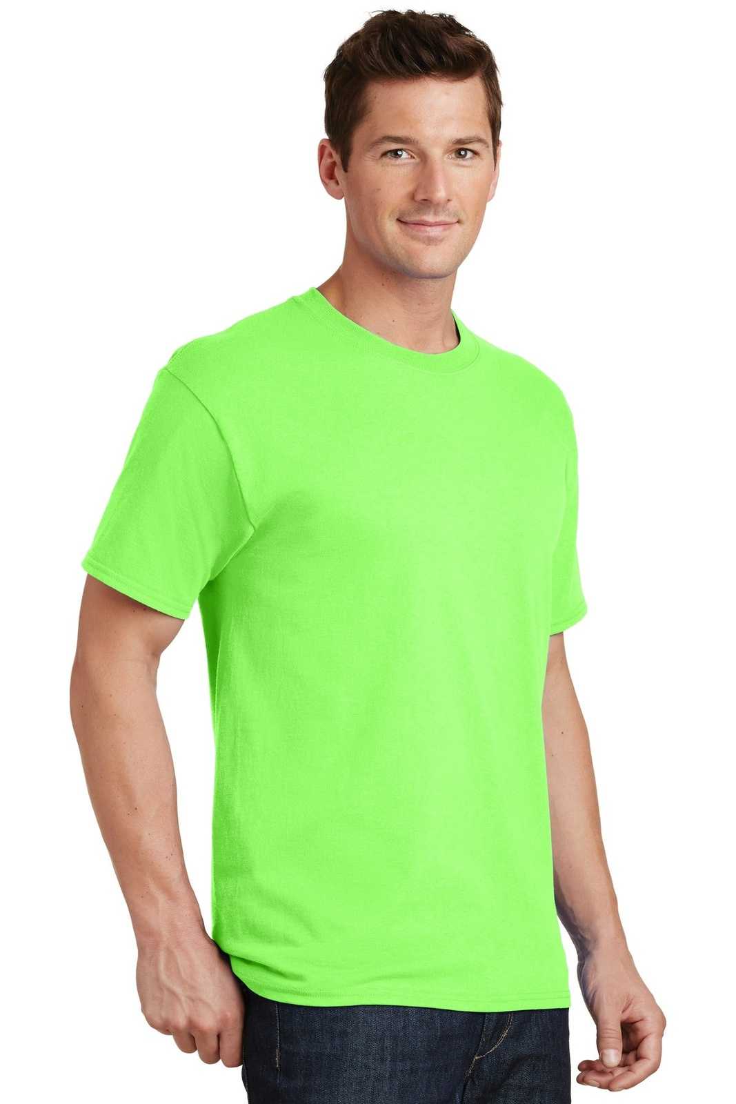 Port &amp; Company PC54T Tall Core Cotton Tee - Neon Green - HIT a Double - 4