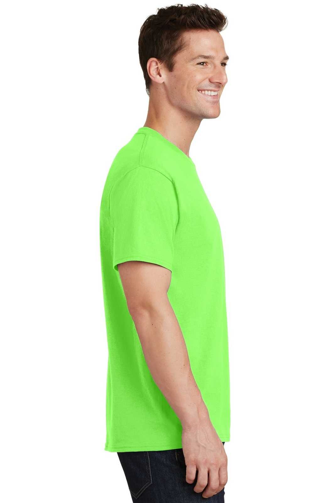 Port &amp; Company PC54T Tall Core Cotton Tee - Neon Green - HIT a Double - 3