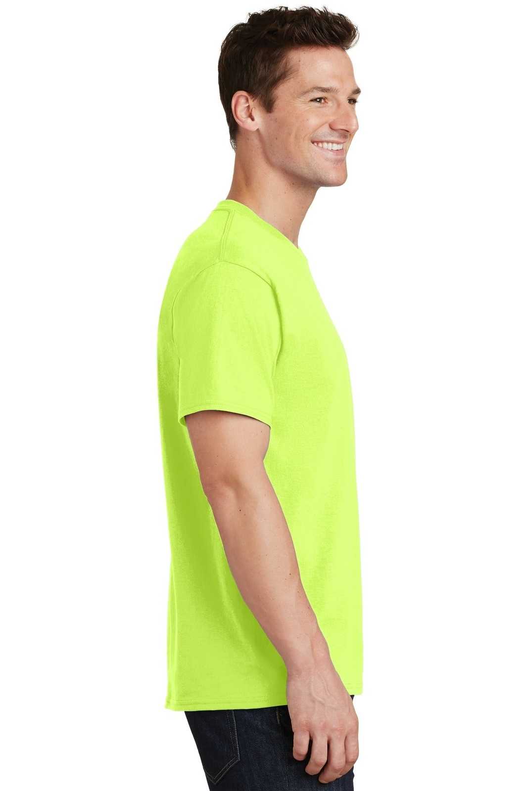 Port &amp; Company PC54T Tall Core Cotton Tee - Neon Yellow - HIT a Double - 3