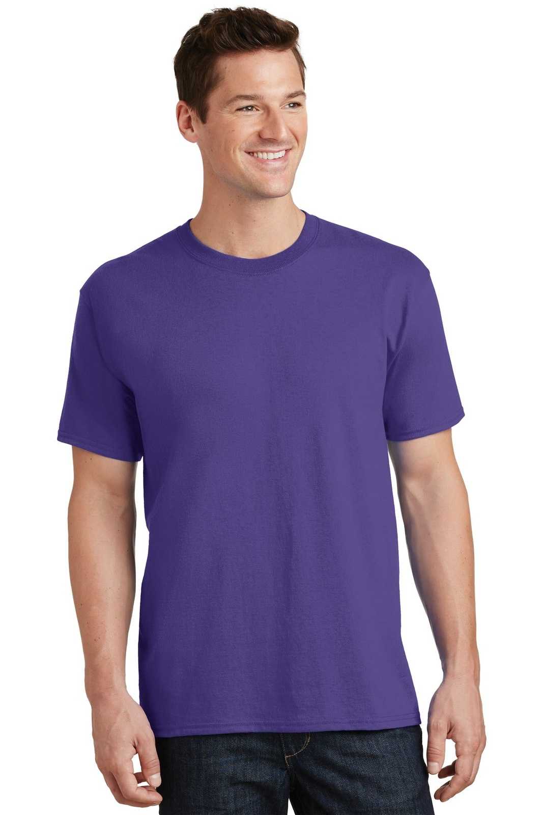 Port &amp; Company PC54T Tall Core Cotton Tee - Purple - HIT a Double - 1