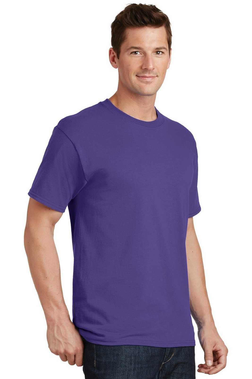 Port &amp; Company PC54T Tall Core Cotton Tee - Purple - HIT a Double - 4