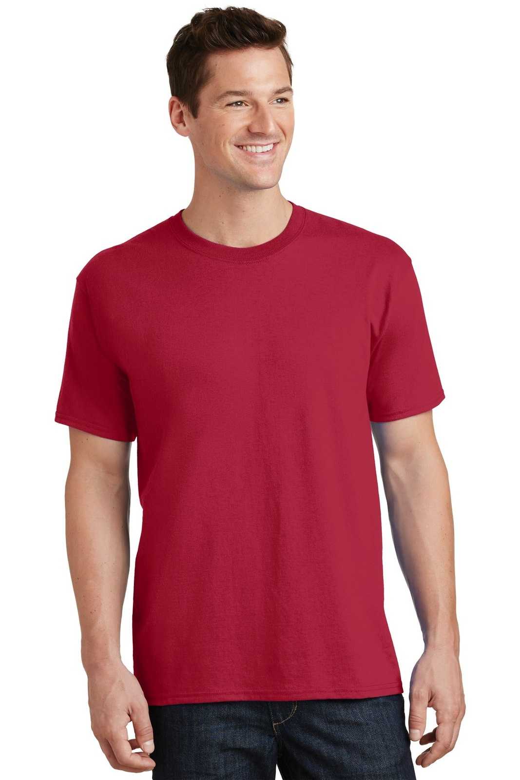 Port &amp; Company PC54T Tall Core Cotton Tee - Red - HIT a Double - 1