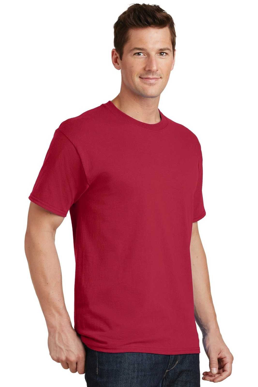 Port &amp; Company PC54T Tall Core Cotton Tee - Red - HIT a Double - 4