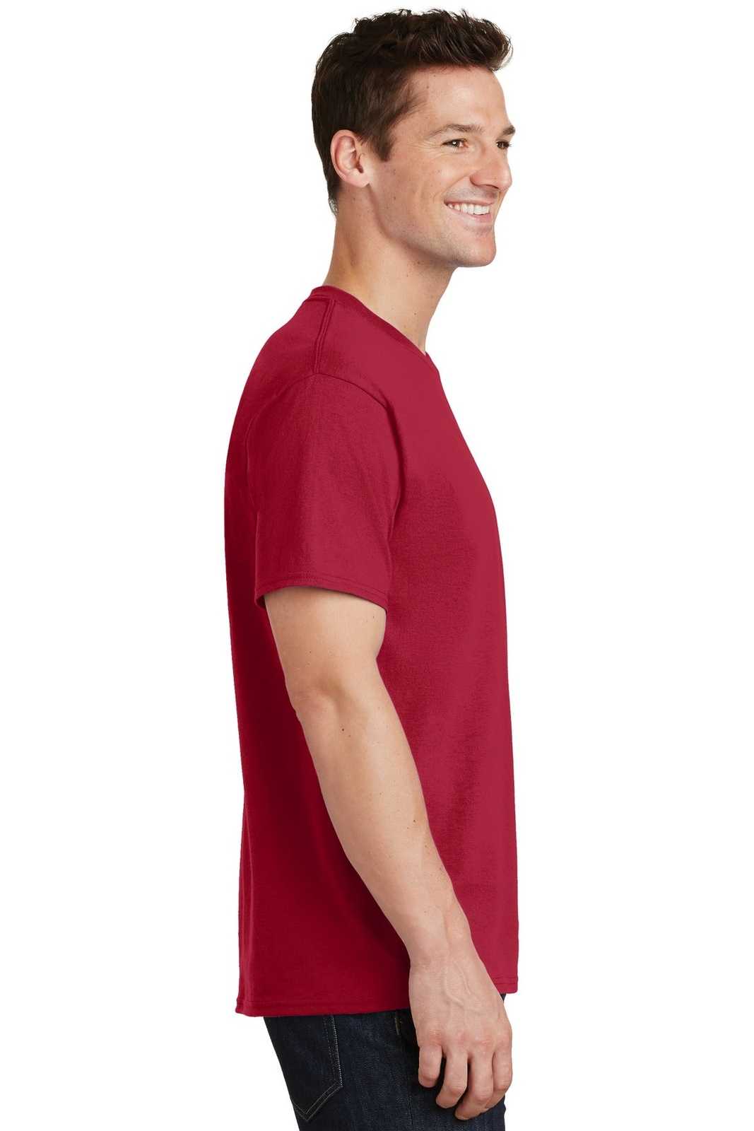 Port &amp; Company PC54T Tall Core Cotton Tee - Red - HIT a Double - 3