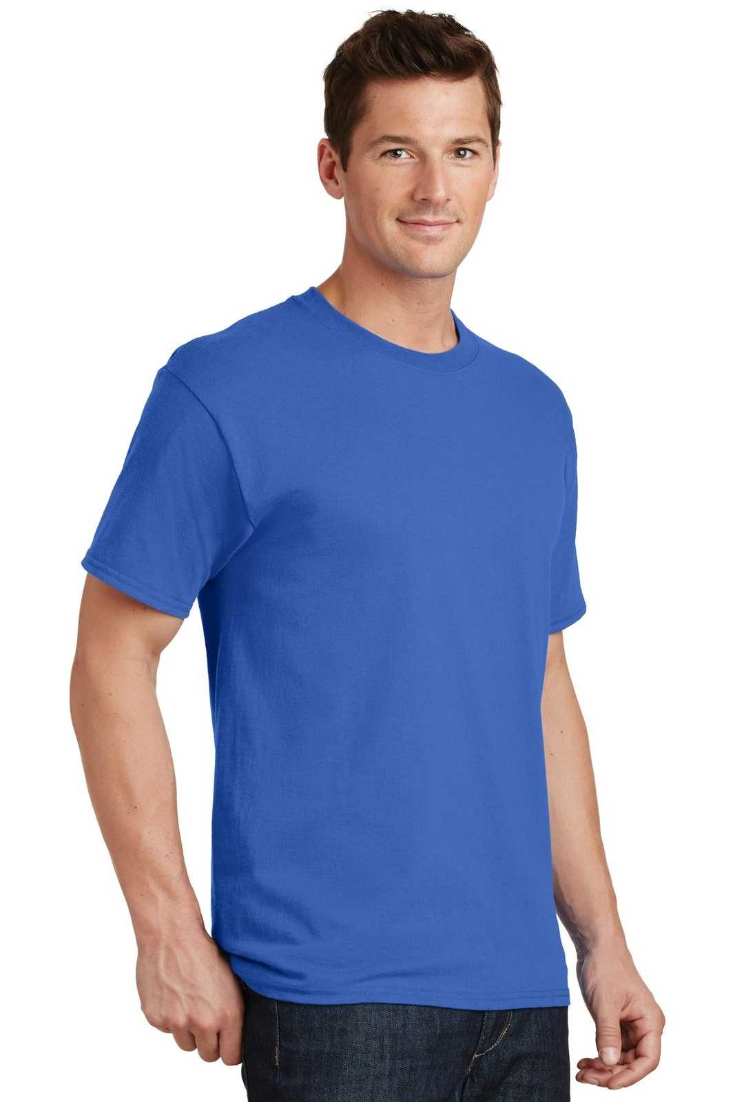 Port &amp; Company PC54T Tall Core Cotton Tee - Royal - HIT a Double - 4
