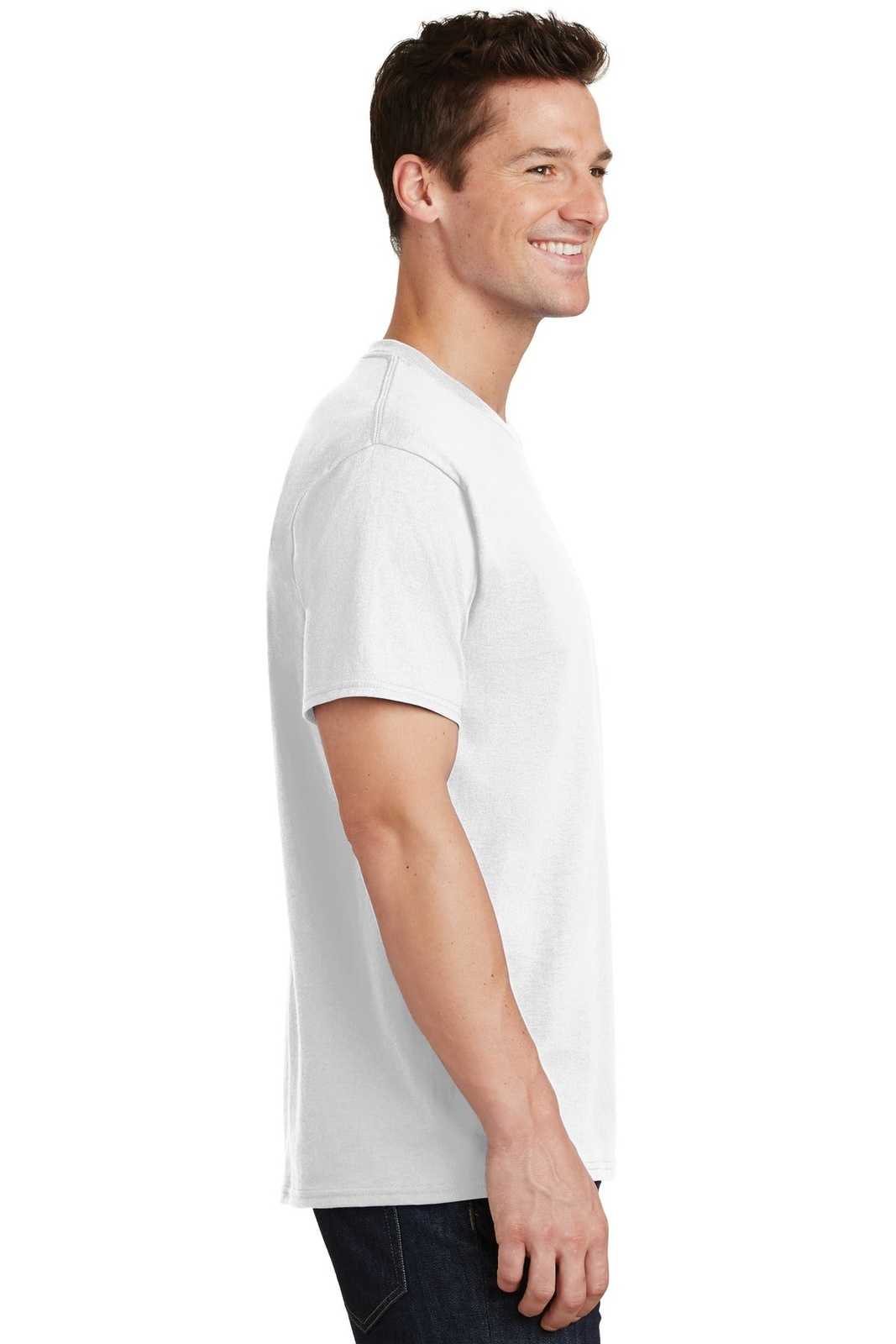 Port &amp; Company PC54T Tall Core Cotton Tee - White - HIT a Double - 3