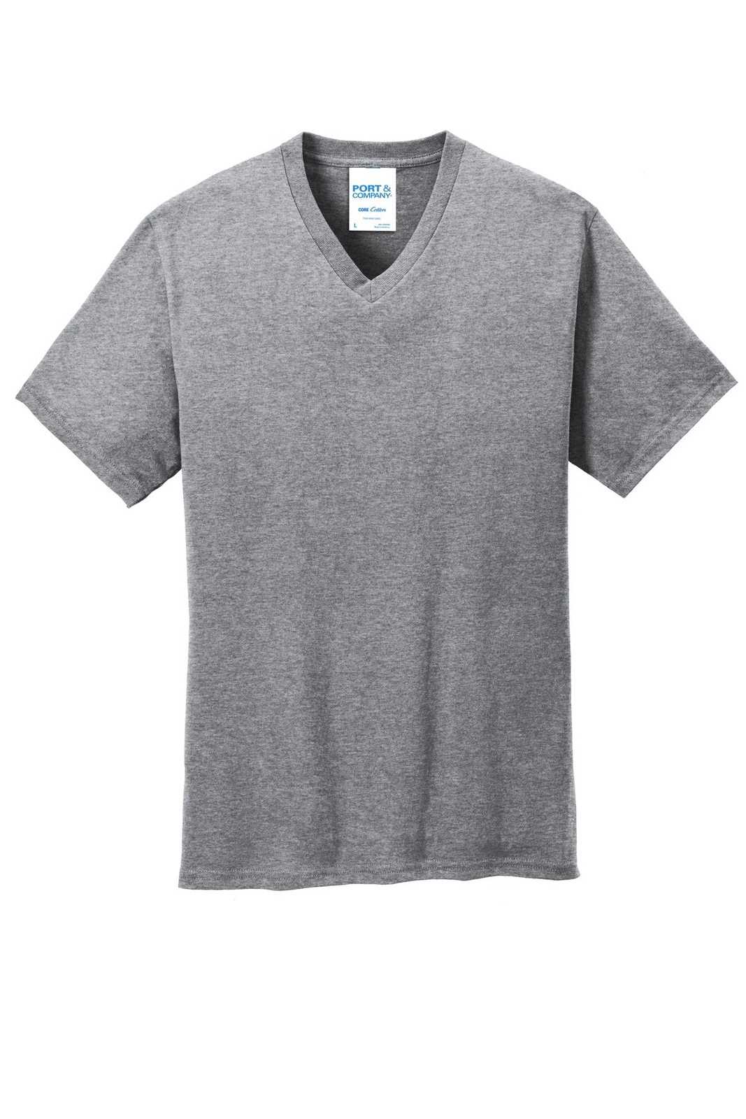 Port &amp; Company PC54V Core Cotton V-Neck Tee - Athletic Heather - HIT a Double - 5