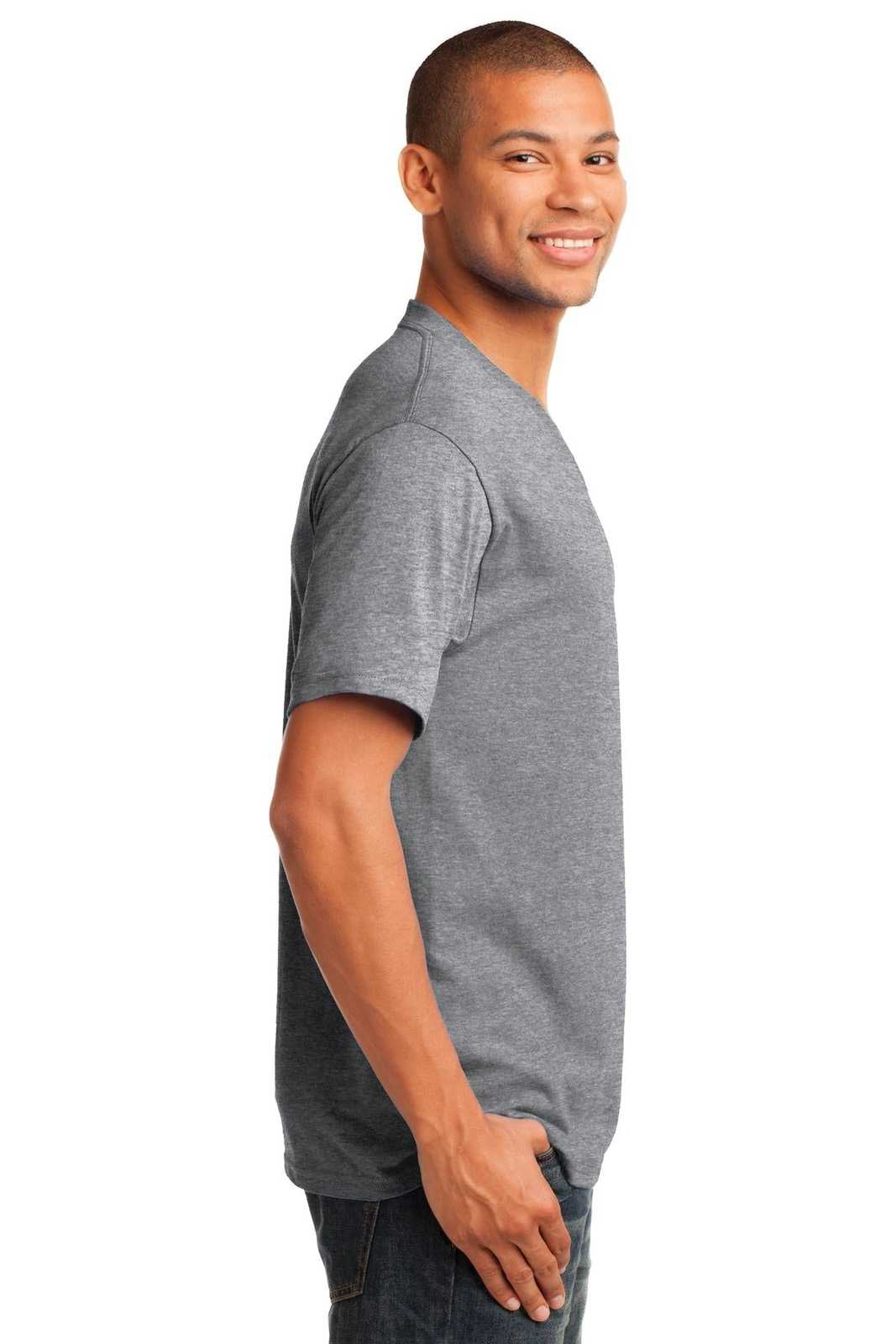 Port &amp; Company PC54V Core Cotton V-Neck Tee - Athletic Heather - HIT a Double - 3