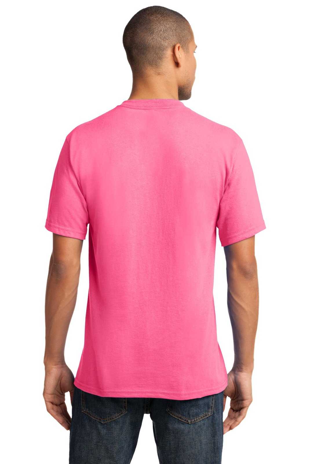 Port &amp; Company PC54V Core Cotton V-Neck Tee - Neon Pink - HIT a Double - 2