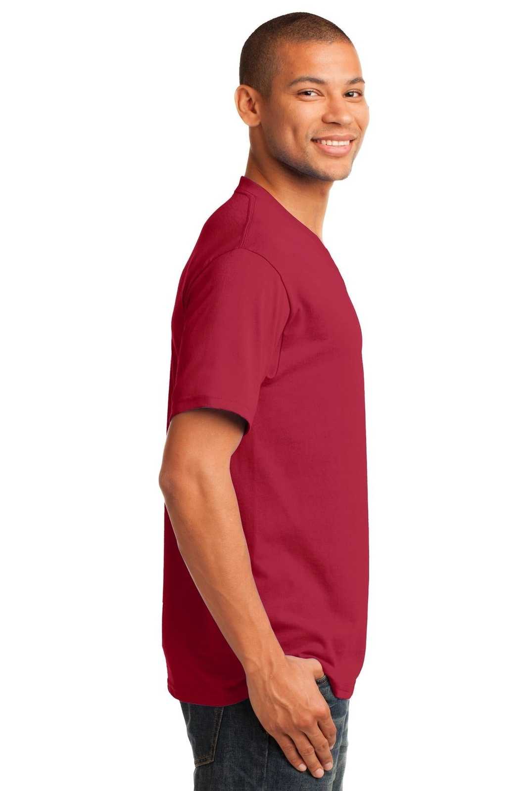 Port &amp; Company PC54V Core Cotton V-Neck Tee - Red - HIT a Double - 3