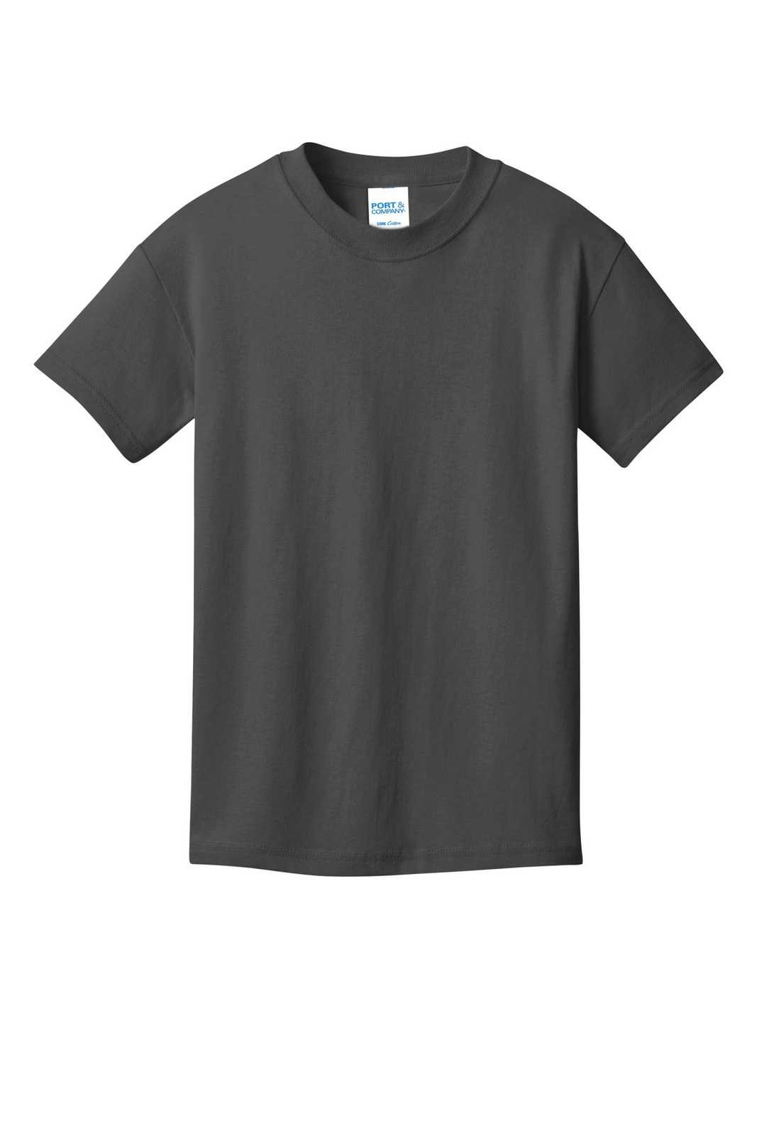 Port &amp; Company PC54YDTG Youth Core Cotton DTG Tee - Charcoal - HIT a Double - 2